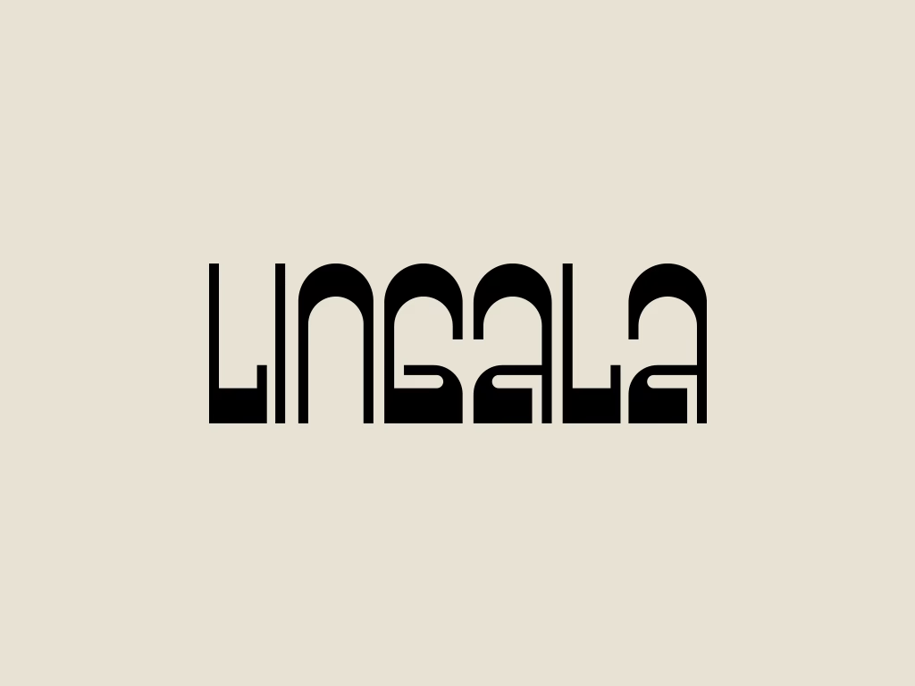 Lingala in black and white lettering