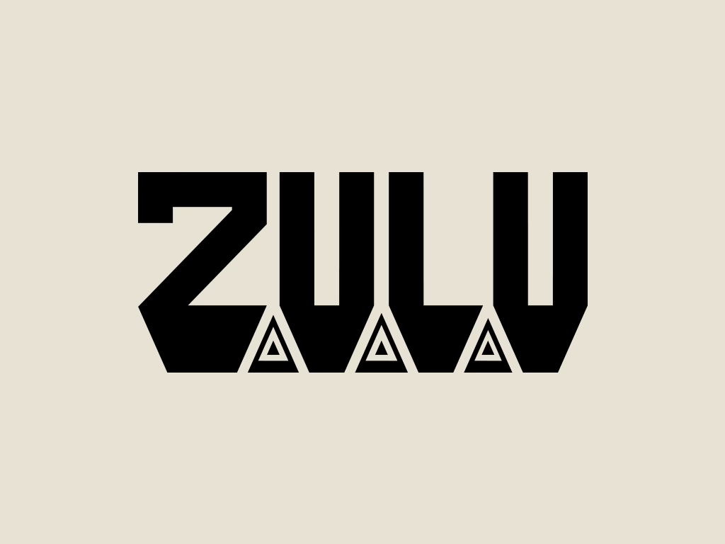 Zulu black typography lettering